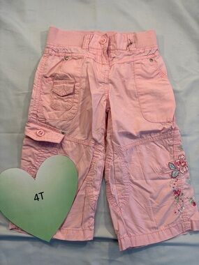 Next Pink Casual cargo style capri pants with Embroidered details
